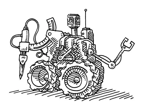 Vector illustration of Autonomous Off-Road Robot Vehicle Drawing