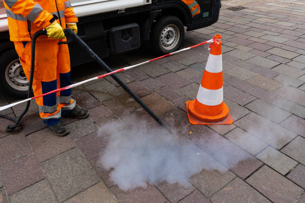 Steam Pipes in New York City. Steam system on street in Manhattan, New York City. USA.
