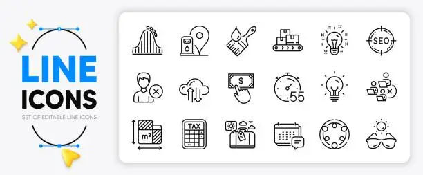 Vector illustration of Inclusion, Roller coaster and Energy line icons. For web app. Vector