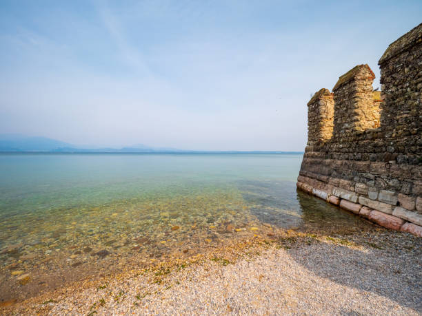 Famous village of Sirmione on a cloudy day in springtime.