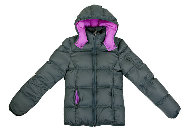 istock Female gray winter jacket with a hood 148322668