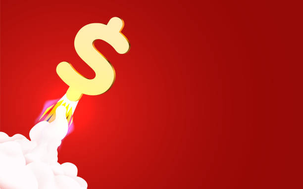 istock Dollar sign launching with smoke and fire. Business start up concept. 1483227020