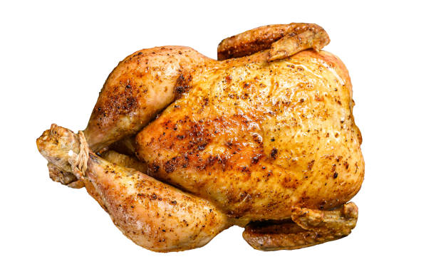 istock Grilled roasted whole Chicken.    Isolated on white background. 1483229587