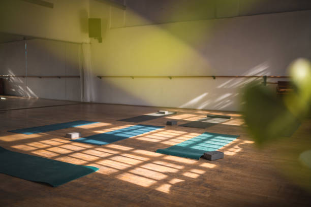 istock Empty Gym With Exercise Mats on the Floor 1483229706