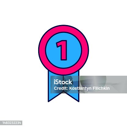 istock Filled outline Medal icon isolated on white background. Winner achievement sign. Award medal. Vector 1483232234