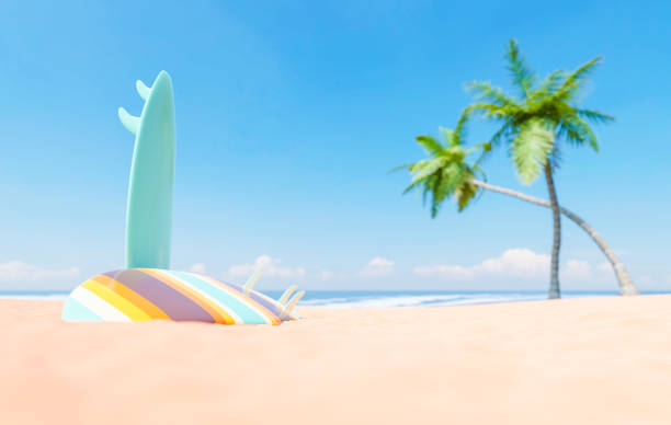 istock Surfboards on sandy beach during summer vacation 1483233468
