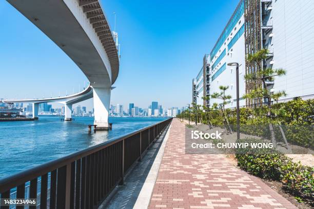 Ariakekita Canal Park Tokyo Stock Photo - Download Image Now - Skyscraper, Toyosu, Bay of Water