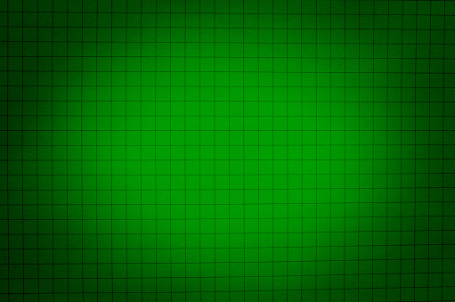 Green graph paper texture background. Blank notebook page.