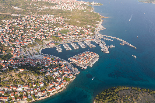 aerial view of the Croatia coastline   near Tribunj city.