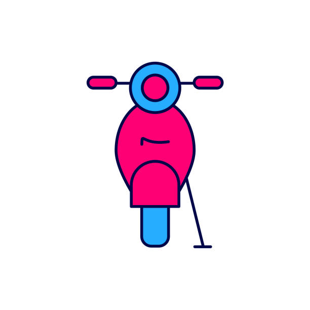 illustrazioni stock, clip art, cartoni animati e icone di tendenza di contorno riempito icona scooter isolata su sfondo bianco. vettore - motorcycle motor scooter silhouette off road vehicle