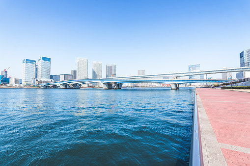 Harumi Bridge and Toyosu Gururi Park in Tokyo