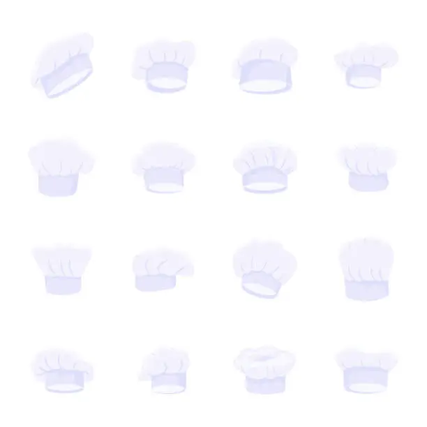 Vector illustration of Modern Set of Chef Caps Flat Vectors