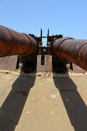 Gorée Island, Dakar, Senegal: twin barrels of the French coastal artillery battery on Castel Hill, the \