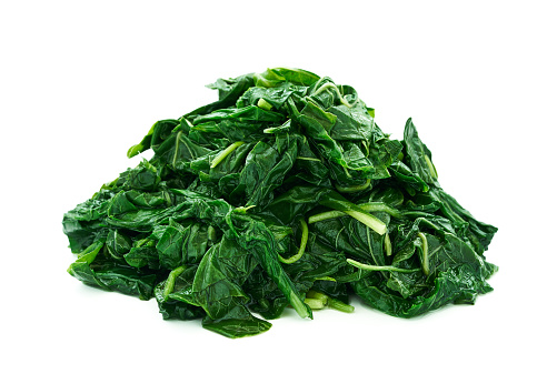Pile Of Green Cook Leaf Spinach Isolated On White Background Leaves