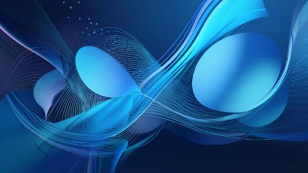 istock an abstract image of wavy lines with blue hues and bubbles 1483245164