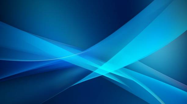 a blue background with abstract lines and curves in a diagonal pattern