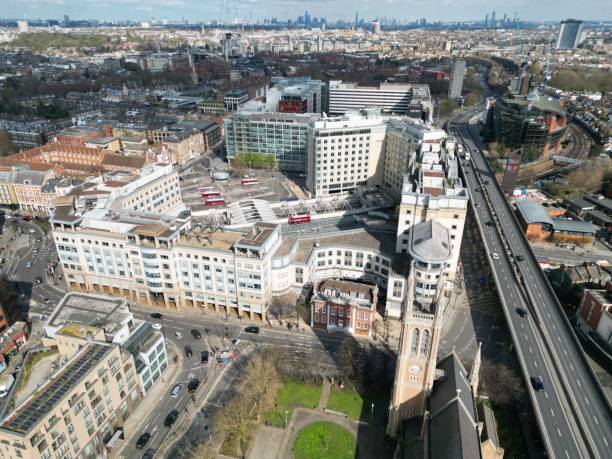 istock Hammersmith Broadway , West London UK drone aerial view 1483246963