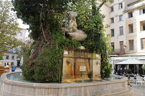 Grain market fountain, city of Toulon, department of Var, France