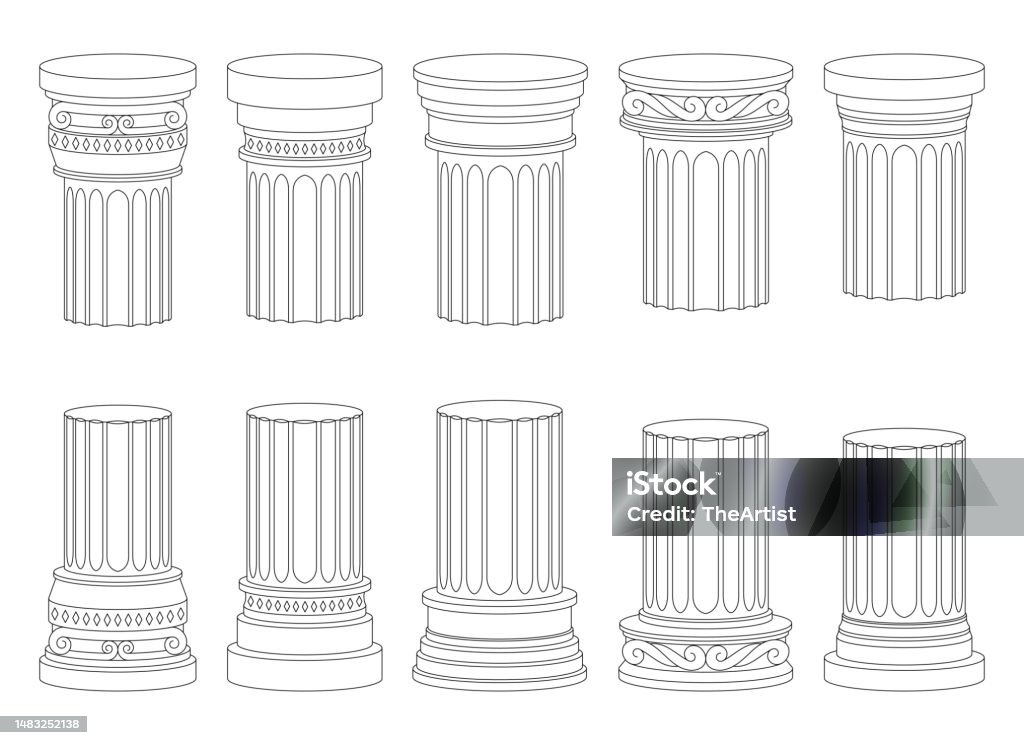Columns Ancient Vector Ancient Columns Vector Design Illustration Isolated On Background Stock ...