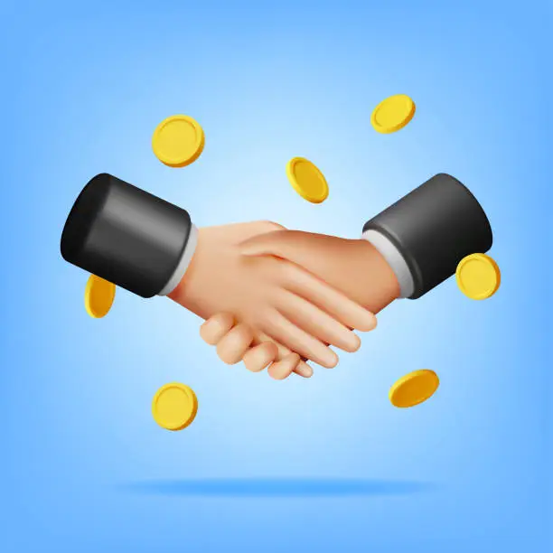 Vector illustration of 3D Handshake Gesture and Money