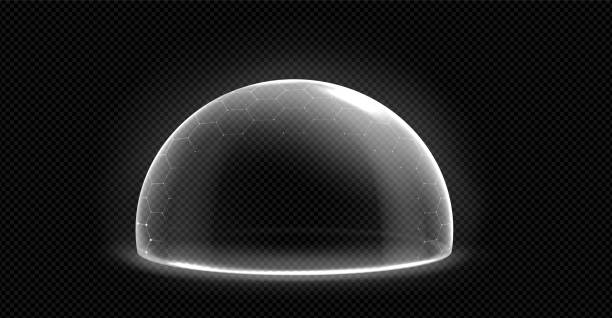 3dシールドドームガラス球の安全コンセプトベクター画像 - sphere glass bubble three dimensional shape点のイラスト素材／クリップアート素材／マンガ素材／アイコン素材
