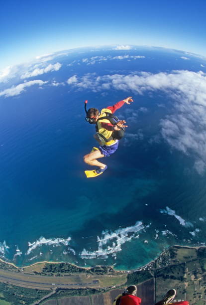 istock Skydiver wearing snorkelling gear in free fall 1483257795