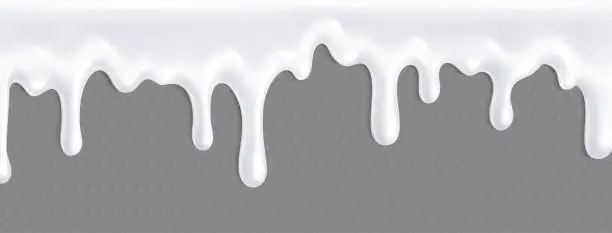 Vector illustration of Realistic yoghurt flow on transparent background
