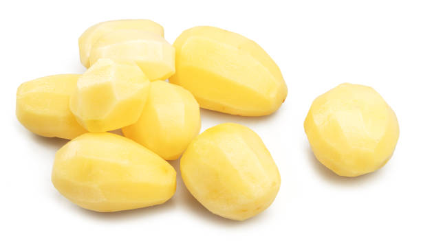 istock Raw peeled potatoes isolated on white background. 1483265928