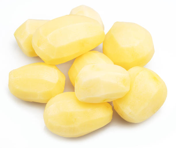 istock Raw peeled potatoes isolated on white background. 1483265929