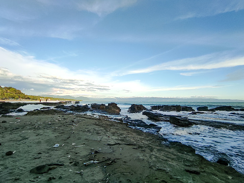 Panorama of the South Coast of Karang Hawu, is a tourist spot located in Sukabumi, West Java. One of the favorite places for holidays that must be visited.