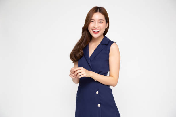 istock Young Asian woman smiling isolated on white background 1483267063