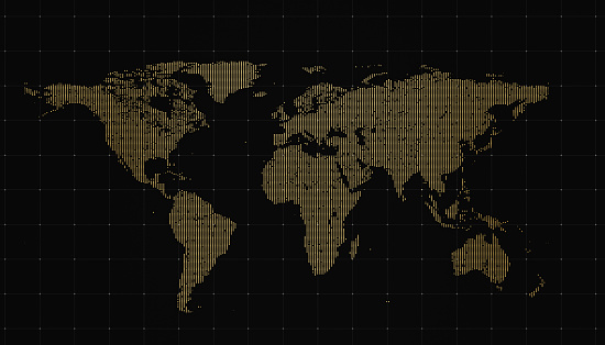 concept of rich gold black world map business finance isolated background. 3d illustration