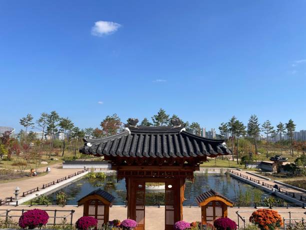 istock Joseon-era architecture at downtown park 1483268780
