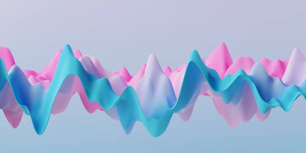 istock Pastel sound wave or mountains low poly style 3d rendering. 3d blue and pink mountains background. 3d illustration 1483271086