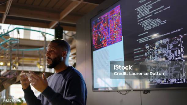 Seminar Coding Talking Stock Photo - Download Image Now - Technology, Business, Data