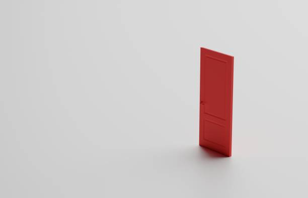 istock abstract or business concept red door on white background. 3d illustration 1483275041