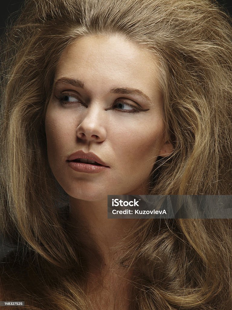 Headshot Of A Woman With Very Thick Hair Stock Photo - Download Image Now -  Lion - Feline, Only Women, Women - iStock