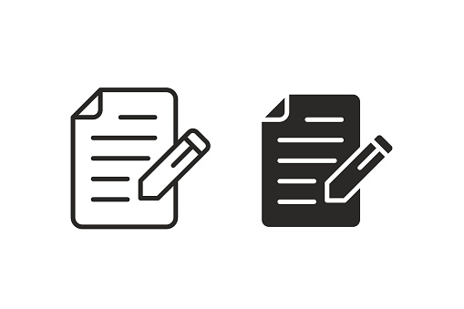 Edit document icon. Line and solid icon. Useable for website, marketing materials, design, logo, app, template, ui, interfaces, layouts etc