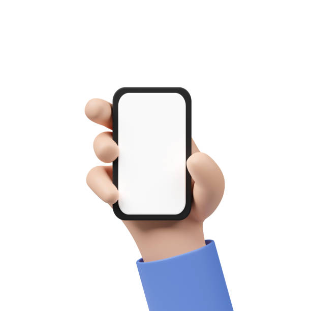 istock 3d hand gestures icon cartoon holding phone mock up isolated on white background. 3d illustration render 1483277348