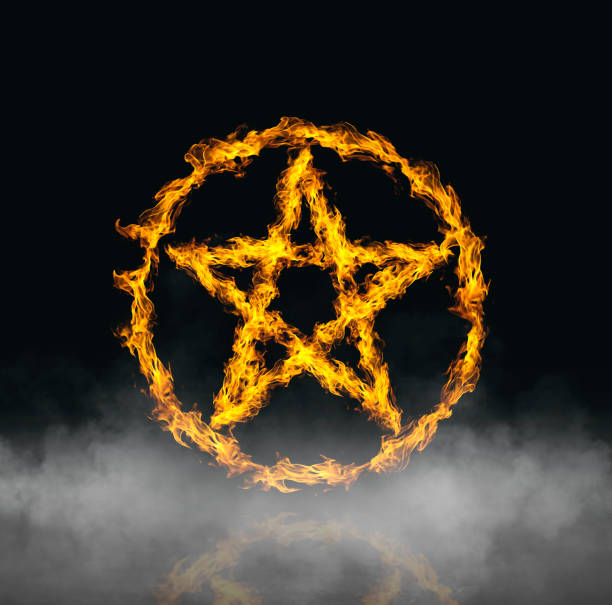 istock ring and star of fire in black smoke background 1483279244