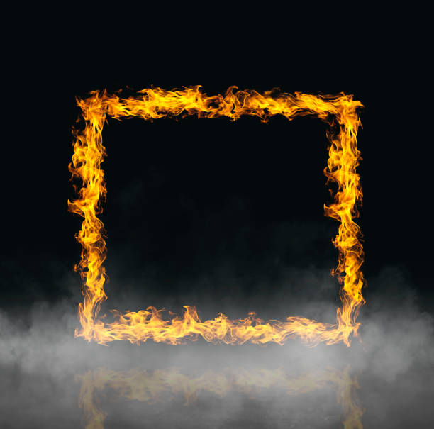 istock Square. flame heat black smoke background 1483279248