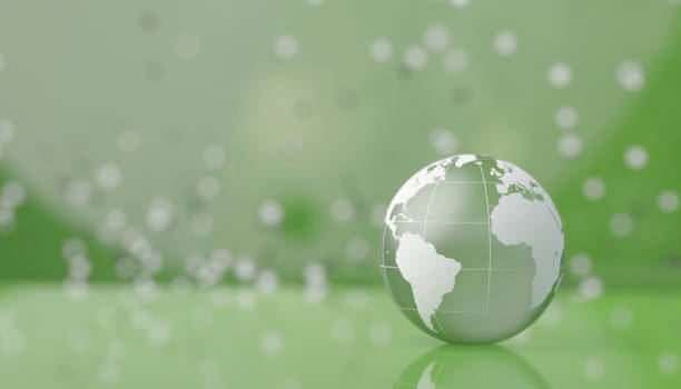 concetto di crescita business sustainability o sostenibile eco green earth global su sfondo verde bokeh. rendering illustrazione 3d - esg foto e immagini stock