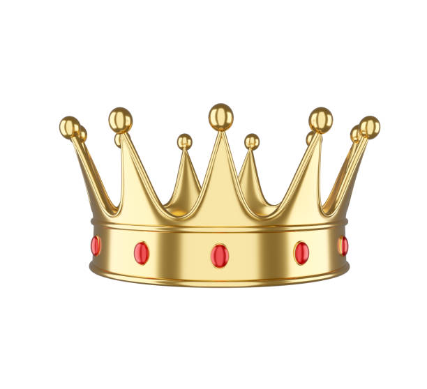 istock gold royal crown red gem isolated on white background. gold crown 3d illustration 1483280521