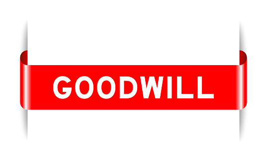 Red color inserted label banner with word goodwill on white background