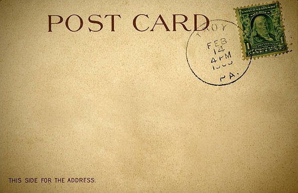 istock Distressed retro postcard from 1900s with Green Stamp 148328456