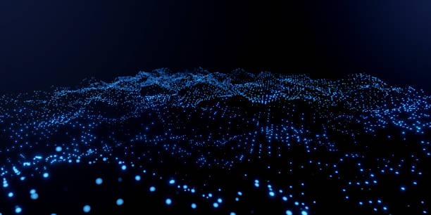 istock futurist 3d abstract light dot blue mountain landscape typography terrain spectrum background. 3d light illustration render 1483284938
