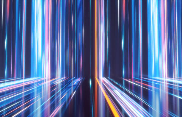 istock futurist 3d abstract light trail neon blue multicolor spectrum background. 3d light illustration render 1483284941
