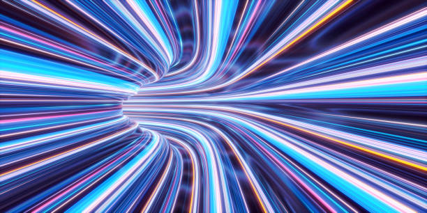 istock futurist 3d abstract light trail neon blue multicolor spectrum background. 3d light illustration render 1483284948