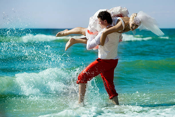 istock Newlyweds on the beach 148328757