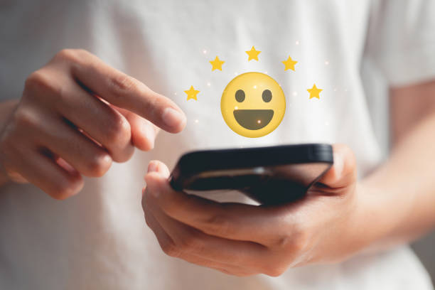 istock Infographics and icons Customer Satisfaction Assessment form in smartphone 1483290436